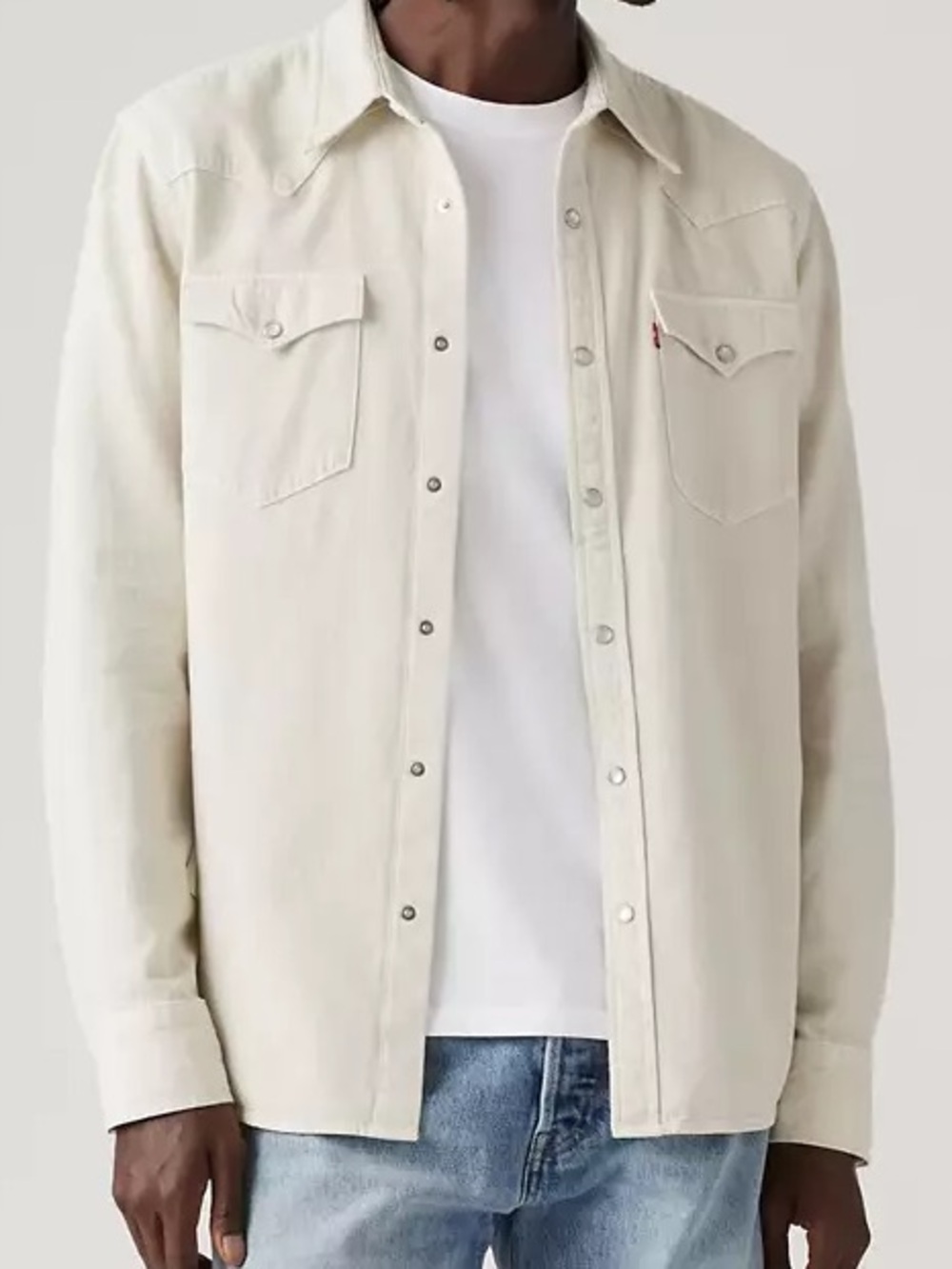 Levi’s Men’s Stereo Silver Birch White Western Shirt Large